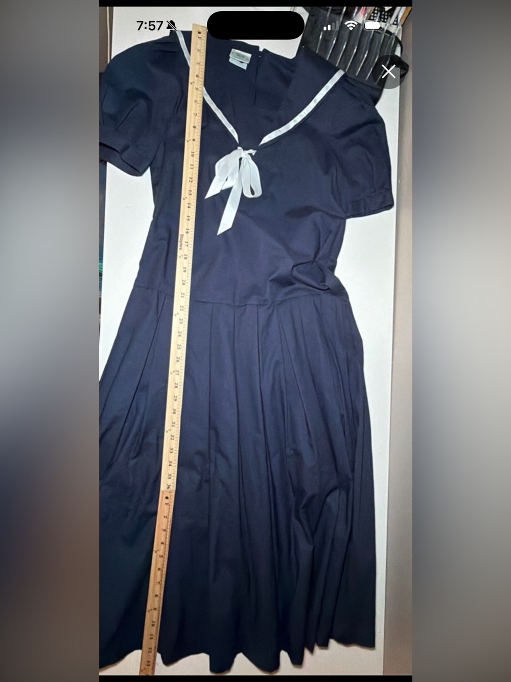 Laura Ashley Vintage Sailor Dress Navy Blue Size 6 - Picture 12 of 12